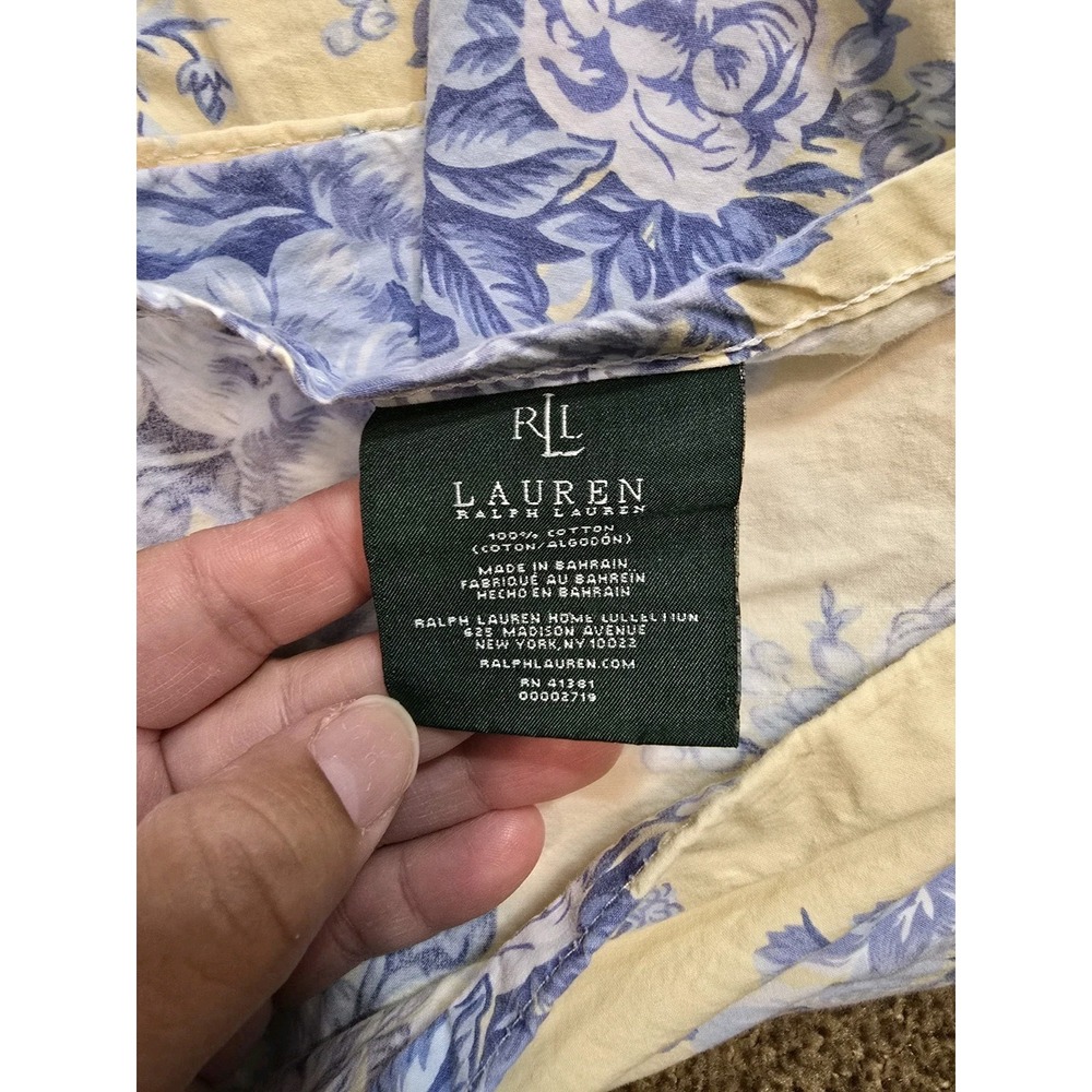 Lauren Ralph Lauren Full Flat & Fitted Sheet Yellow Blue Rose Floral French Coun - Picture 2 of 10